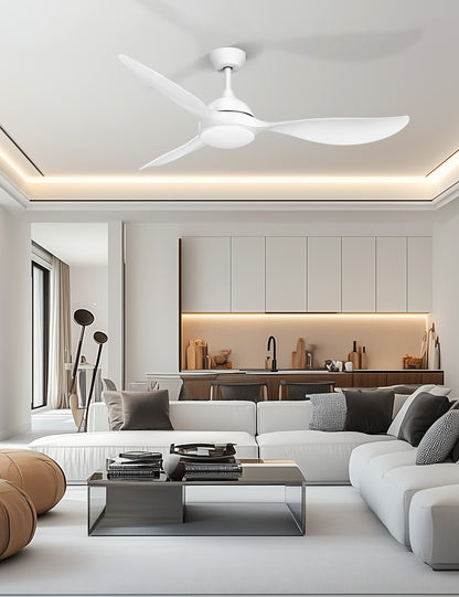 56'' Ceiling Fan with Lights - Modern 3 Blades Black Ceiling Fan with Remote, Quiet DC Motor Indoor/Outdoor Ceiling Fans for Patio, Living Room
