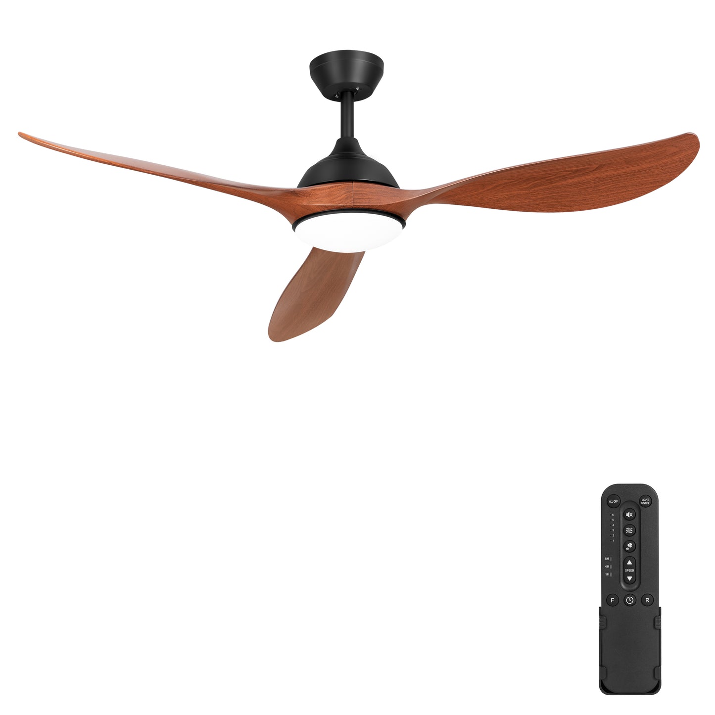 56'' Ceiling Fan with Lights - Modern 3 Blades Black Ceiling Fan with Remote, Quiet DC Motor Indoor/Outdoor Ceiling Fans for Patio, Living Room