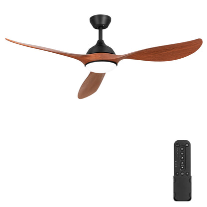 56'' Ceiling Fan with Lights - Modern 3 Blades Black Ceiling Fan with Remote, Quiet DC Motor Indoor/Outdoor Ceiling Fans for Patio, Living Room