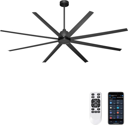 65 Inch Ceiling Fan with Lights - Black Ceiling Fan with Remote & APP Control, 3CCT, Dimmable, Quiet Reversible DC Motor, Indoor Outdoor Ceiling Fans for Patio Living Room Garage Shop