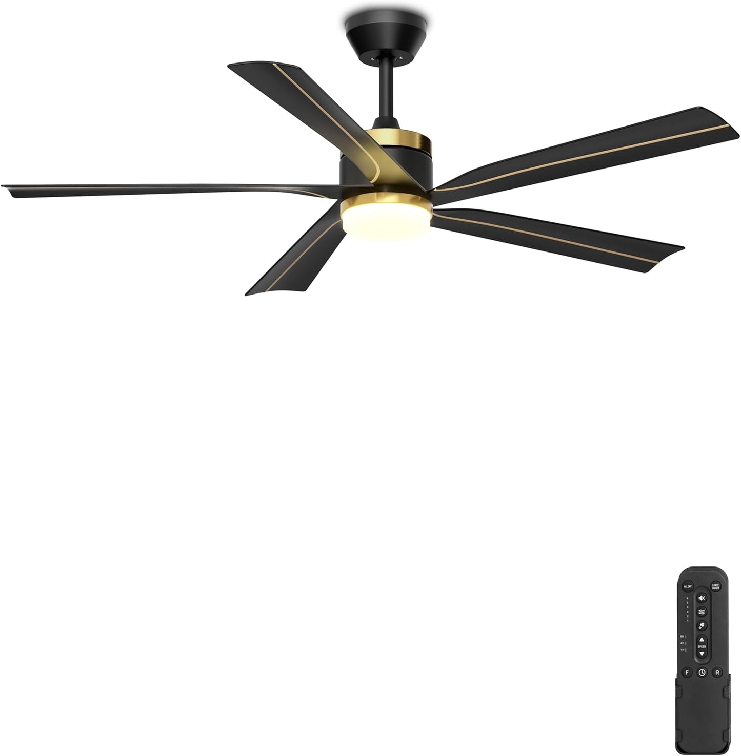 56" Ceiling Fan with Light, Black Ceiling Fan Remote Control - 3CCT, Quiet DC Motor Ceiling Fans for Indoor Outdoor Patio, Living Room