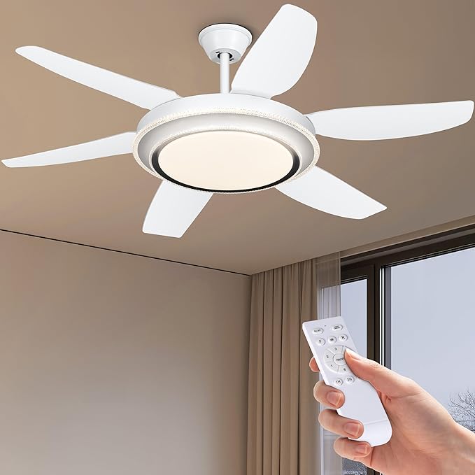 52'' Chandelier Ceiling Fan - Modern Black Fandelier Ceiling Fan with Bright Lights, Remote Controlled, Silent Fandaliers Fan for Bedroom Kitchen