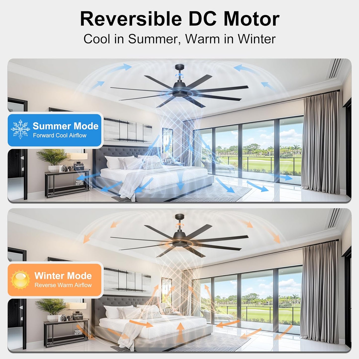 65 Inch Ceiling Fan with Lights - Black Ceiling Fan with Remote & APP Control, 3CCT, Dimmable, Quiet Reversible DC Motor, Indoor Outdoor Ceiling Fans for Patio Living Room Garage Shop