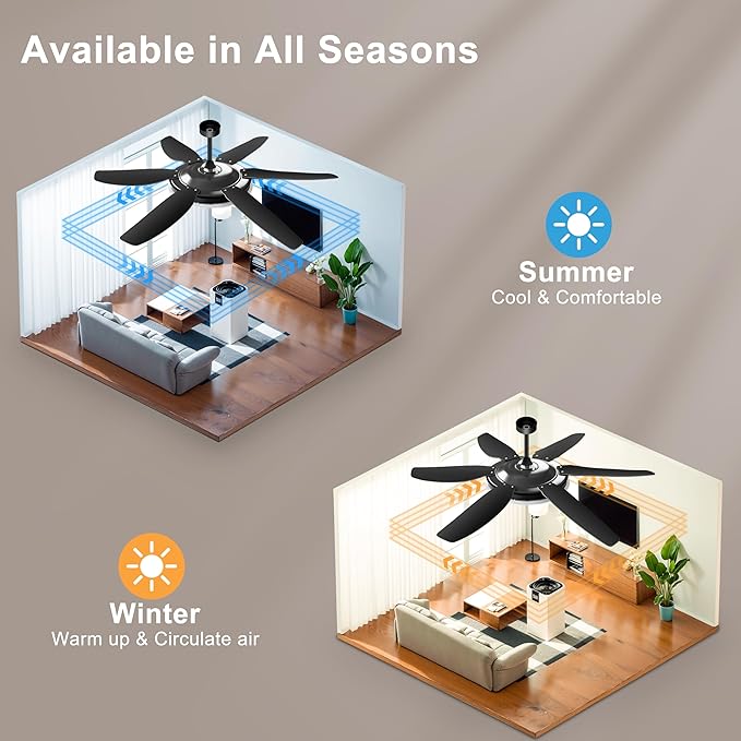 52'' Chandelier Ceiling Fan - Modern Black Fandelier Ceiling Fan with Bright Lights, Remote Controlled, Silent Fandaliers Fan for Bedroom Kitchen