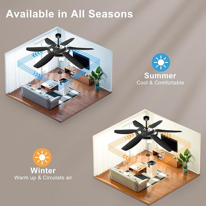 52'' Chandelier Ceiling Fan - Modern Black Fandelier Ceiling Fan with Bright Lights, Remote Controlled, Silent Fandaliers Fan for Bedroom Kitchen