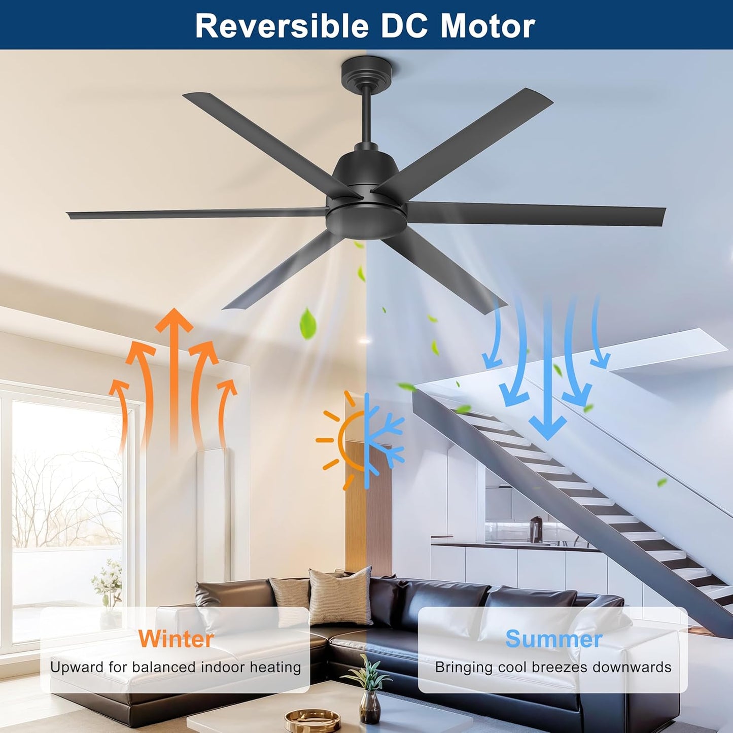 65 Inch Ceiling Fan with Lights - Black Ceiling Fan with Remote & APP Control, 3CCT, Dimmable, Quiet Reversible DC Motor, Indoor Outdoor Ceiling Fans for Patio Living Room Garage Shop