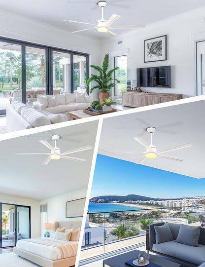 56" Ceiling Fan with Light, Black Ceiling Fan Remote Control - 3CCT, Quiet DC Motor Ceiling Fans for Indoor Outdoor Patio, Living Room