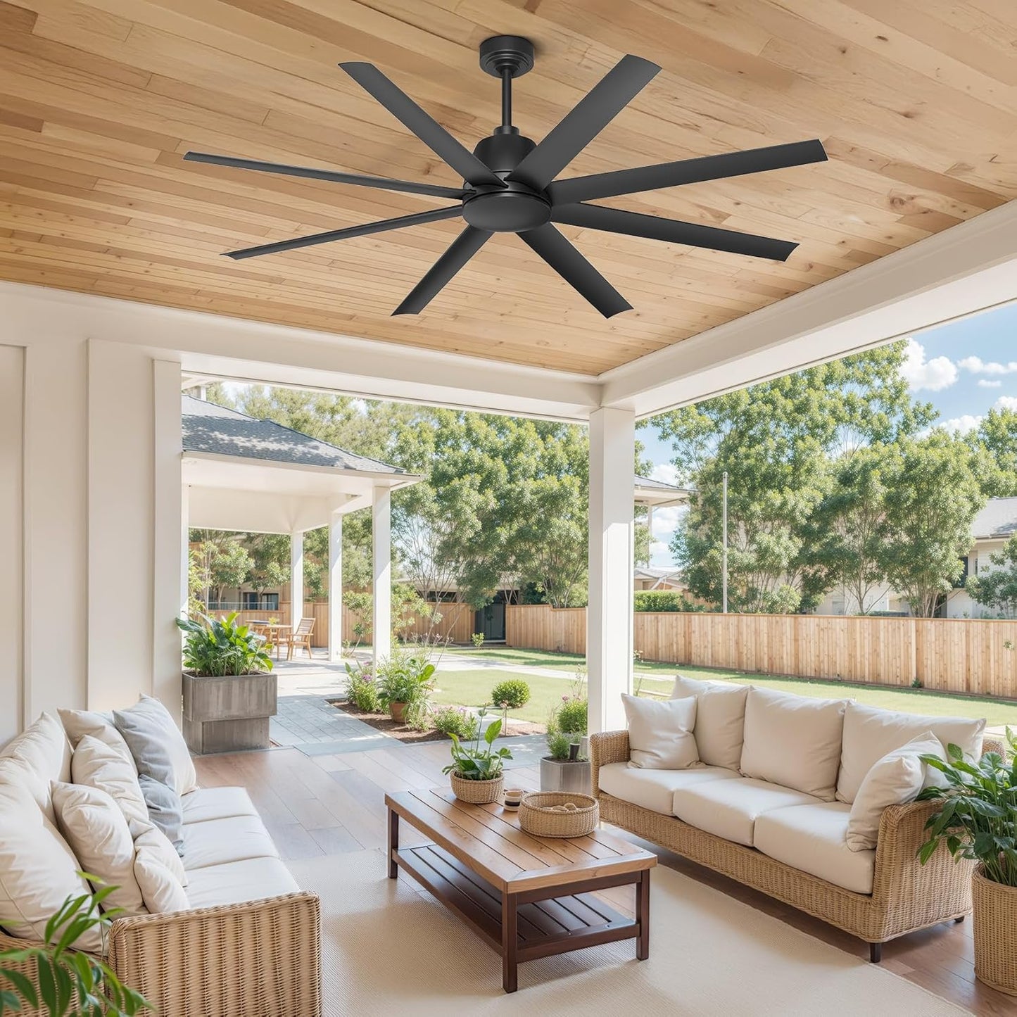 65 Inch Ceiling Fan with Lights - Black Ceiling Fan with Remote & APP Control, 3CCT, Dimmable, Quiet Reversible DC Motor, Indoor Outdoor Ceiling Fans for Patio Living Room Garage Shop