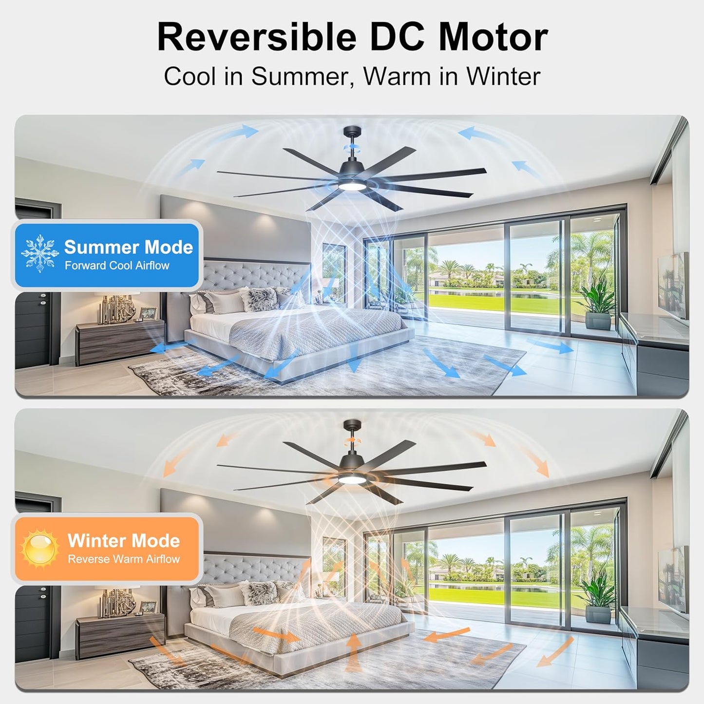 65 Inch Ceiling Fan with Lights - Black Ceiling Fan with Remote & APP Control, 3CCT, Dimmable, Quiet Reversible DC Motor, Indoor Outdoor Ceiling Fans for Patio Living Room Garage Shop