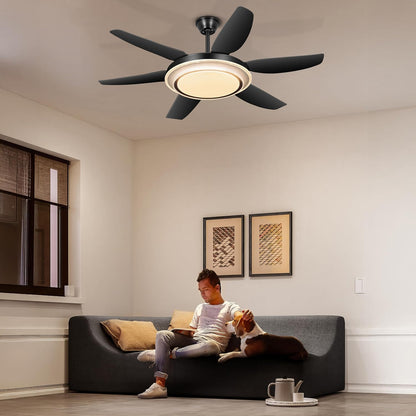 52'' Chandelier Ceiling Fan - Modern Black Fandelier Ceiling Fan with Bright Lights, Remote Controlled, Silent Fandaliers Fan for Bedroom Kitchen