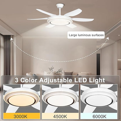 52'' Chandelier Ceiling Fan - Modern Black Fandelier Ceiling Fan with Bright Lights, Remote Controlled, Silent Fandaliers Fan for Bedroom Kitchen
