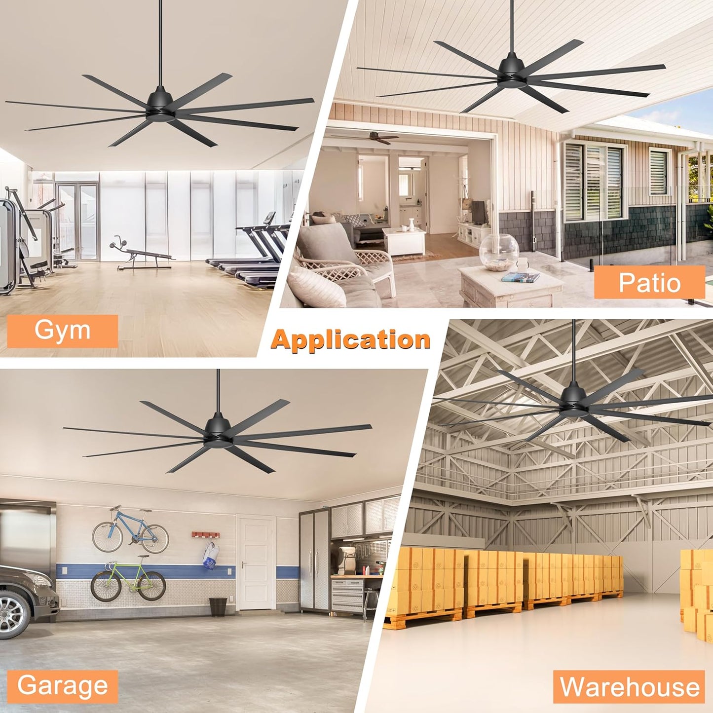 65 Inch Ceiling Fan with Lights - Black Ceiling Fan with Remote & APP Control, 3CCT, Dimmable, Quiet Reversible DC Motor, Indoor Outdoor Ceiling Fans for Patio Living Room Garage Shop