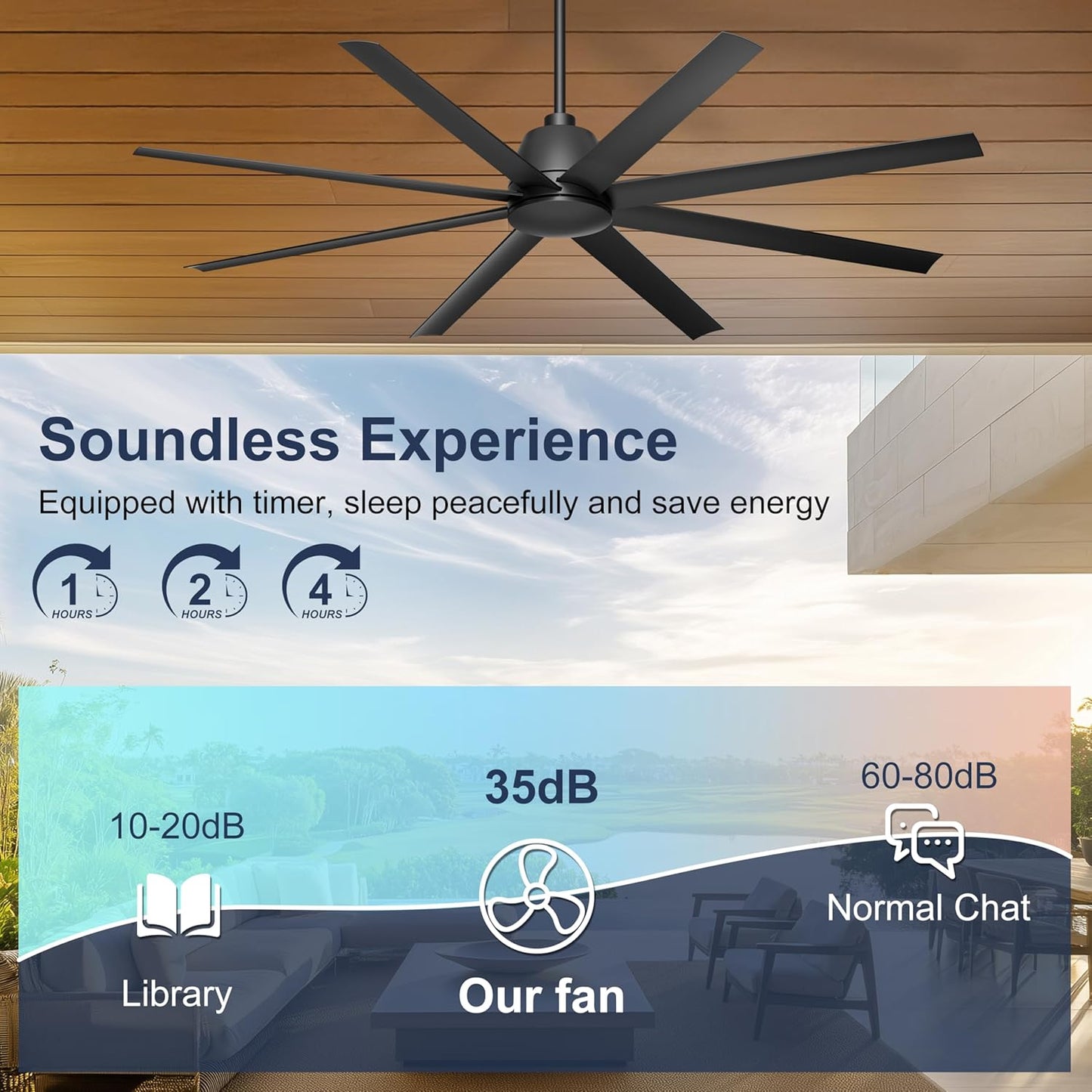 65 Inch Ceiling Fan with Lights - Black Ceiling Fan with Remote & APP Control, 3CCT, Dimmable, Quiet Reversible DC Motor, Indoor Outdoor Ceiling Fans for Patio Living Room Garage Shop