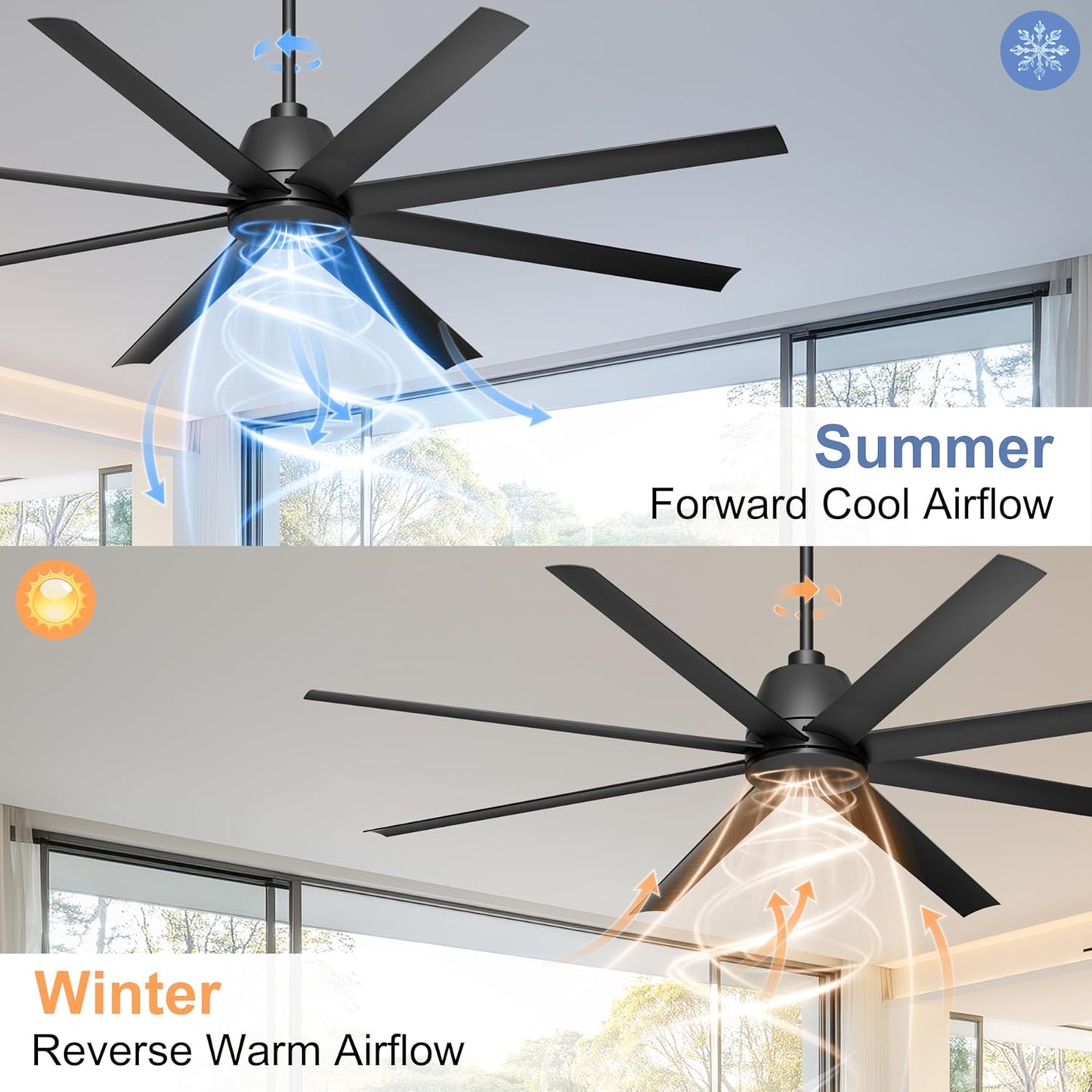 65 Inch Ceiling Fan with Lights - Black Ceiling Fan with Remote & APP Control, 3CCT, Dimmable, Quiet Reversible DC Motor, Indoor Outdoor Ceiling Fans for Patio Living Room Garage Shop