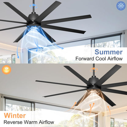 65 Inch Ceiling Fan with Lights - Black Ceiling Fan with Remote & APP Control, 3CCT, Dimmable, Quiet Reversible DC Motor, Indoor Outdoor Ceiling Fans for Patio Living Room Garage Shop