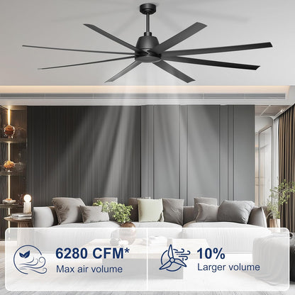 65 Inch Ceiling Fan with Lights - Black Ceiling Fan with Remote & APP Control, 3CCT, Dimmable, Quiet Reversible DC Motor, Indoor Outdoor Ceiling Fans for Patio Living Room Garage Shop