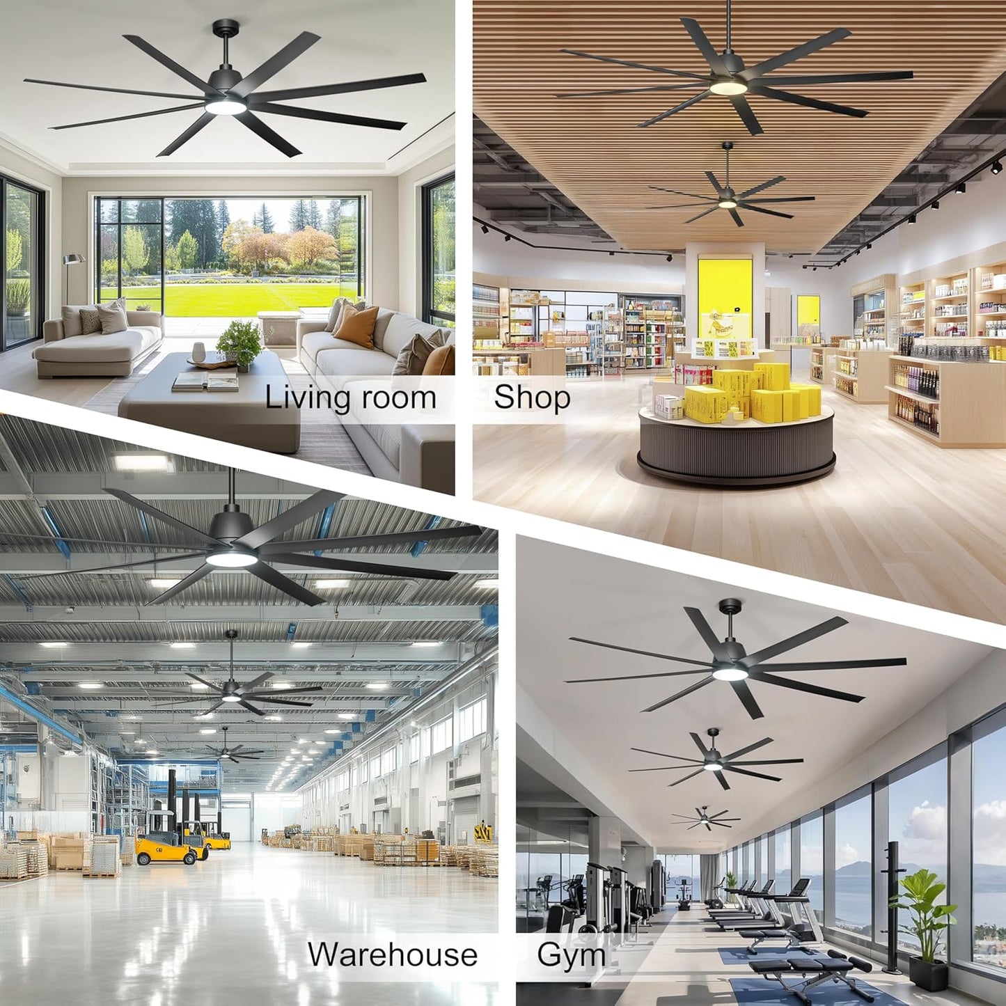 65 Inch Ceiling Fan with Lights - Black Ceiling Fan with Remote & APP Control, 3CCT, Dimmable, Quiet Reversible DC Motor, Indoor Outdoor Ceiling Fans for Patio Living Room Garage Shop