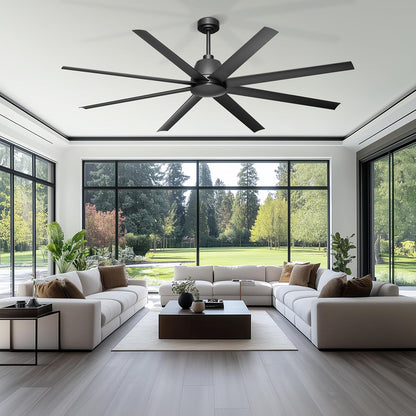 65 Inch Ceiling Fan with Lights - Black Ceiling Fan with Remote & APP Control, 3CCT, Dimmable, Quiet Reversible DC Motor, Indoor Outdoor Ceiling Fans for Patio Living Room Garage Shop