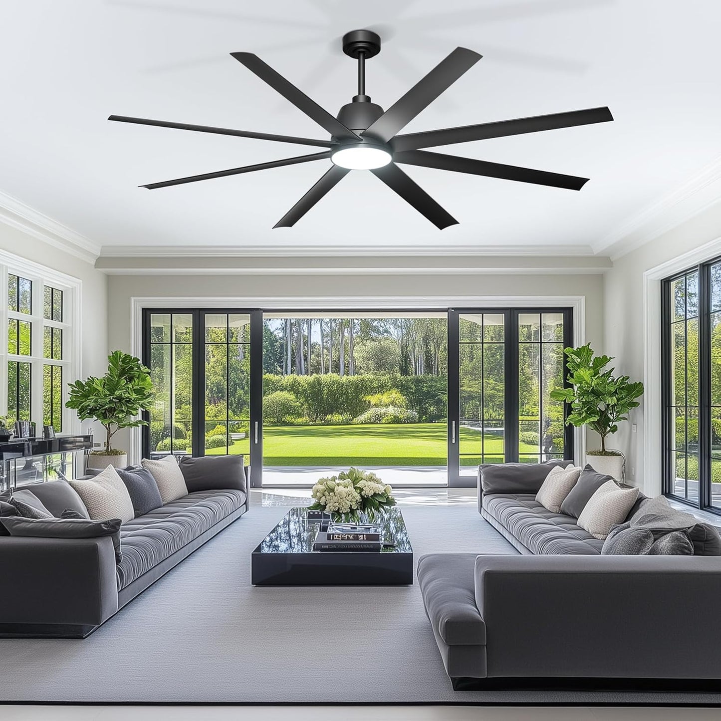 65 Inch Ceiling Fan with Lights - Black Ceiling Fan with Remote & APP Control, 3CCT, Dimmable, Quiet Reversible DC Motor, Indoor Outdoor Ceiling Fans for Patio Living Room Garage Shop